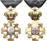 ROMA. Ordine Equestre del Santo Sepolcro di Gerusalemme. Croce di Cavaliere. Au gr. 8,43 mm 44 Dr. Croce d’oro coronata potenziata, accantonata di qua...
