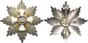 SAVOIA. Ordine della Corona d’Italia, 1868-1943. Placca di Gran Croce di dimensioni ridotte e di particolare fattura. Oro argento e smalti gr. 50,23 m...