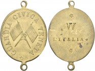 VENEZIA. Medaglia-distintivo ovale con appicagnolo in alto e in basso, per i componenti della Guardia Civica Veneta. Æ gr. 10,95 mm 40 Simile al prece...