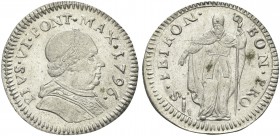 BOLOGNA. Pio VI (Giannangelo Braschi), 1775-1799. Muraiola da 2 Bolognini 1796. Mi gr. 1,66 Come precedente. CNI 330; Munt. 247m var (leg. del rv.); C...
