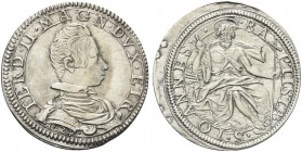 FIRENZE. Ferdinando II de’ Medici, 1621-1670. Testone 1624. Ag gr. 9,20 Dr. FERD II MAGN DVX ETR. Busto giovanile corazzato a d.; sotto, nel giro, 162...
