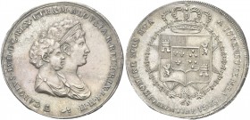 FIRENZE. Carlo Ludovico di Borbone, con la reggenza di Maria Luisa, 1803-1807. Mezzo Dena 1803. Ag Dr. Busti affiancati a d. Rv. Stemma coronato, con ...