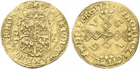 MANTOVA. Guglielmo Gonzaga, 1550-1587. Scudo d’oro. Au gr. 3,28 Dr. GVLLIEL DVX MANT III F M AR MONT FE. Scudo inquartato con quattro aquile sormontat...