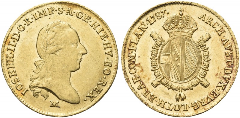 MILANO. Giuseppe II d’Asburgo Lorena, 1780-1790. Mezza Sovrana 1787. Au gr. 5,53...