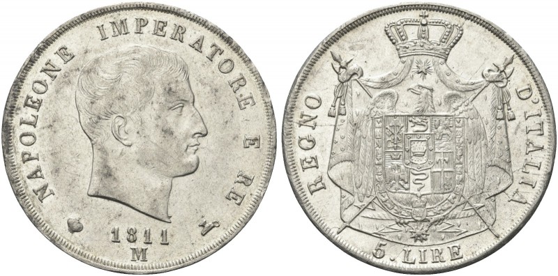 MILANO. Napoleone I Re d’Italia, 1805-1814. 5 Lire 1811 II Tipo puntali aguzzi. ...