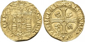 NAPOLI. Carlo V D’Asburgo, Re di Spagna, Sicilia, Napoli, 1516-1556, Imperatore, 1519-1556. Scudo d’oro. Au gr. 3,40 Dr. CAROLVS - V RO IM. Stemma cor...