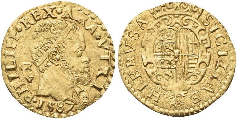 NAPOLI. Filippo II di Spagna, Re di Napoli e di Sicilia 1554-1598. Scudo d’oro 1...