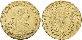 NAPOLI. Ferdinando IV (I) di Borbone, 1759-1816. 6 Ducati 1778, sigle BP. Au gr. 8,78 Dr. FERDINAN IV D G SICILIAR ET HIER REX. Busto infantile a d.; ...