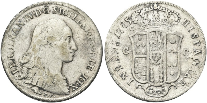 NAPOLI. Ferdinando IV (I) di Borbone, 1759-1816. Piastra da 120 Grana 1785. Ag g...