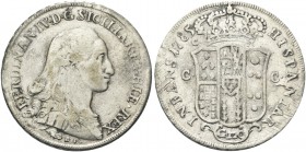 NAPOLI. Ferdinando IV (I) di Borbone, 1759-1816. Piastra da 120 Grana 1785. Ag gr. 26,80 Dr. FERDINAN IV D G SICILIAR ET HIE REX. Busto corazzato a d....