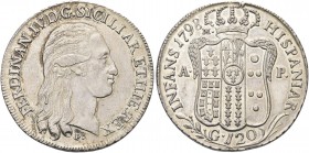 NAPOLI. Ferdinando IV (I) di Borbone, 1759-1816. Piastra da 120 Grana 1798 sigle m/AP. Ag gr. 27,36 Simile al precedente. Pannuti Riccio 63; Gig. 62....
