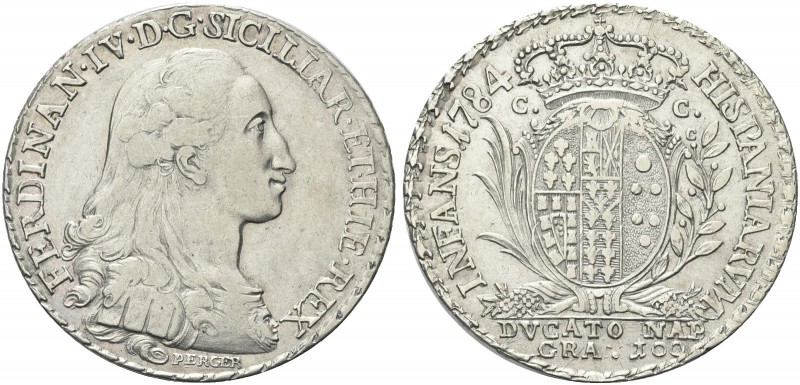 NAPOLI. Ferdinando IV (I) di Borbone, 1759-1816. Ducato da 100 Grana 1784. Ag gr...