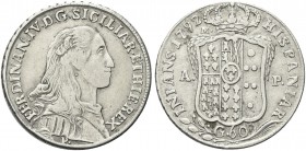 NAPOLI. Ferdinando IV (I) di Borbone, 1759-1816. Mezza Piastra da 60 Grana 1792. Ag gr. 13,49 Dr. FERDINAN IV D G SICILIAR ET HIE REX. Busto corazzato...