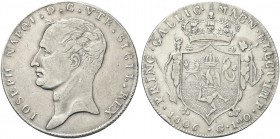 NAPOLI. Giuseppe Napoleone Bonaparte, Re di Napoli, 1806-1808. Piastra da 120 Grana 1806. Ag Dr. Testa nuda a s. Rv. Stemma coronato, caricato di scud...
