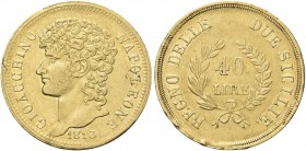 NAPOLI. Gioacchino Napoleone Murat, 1808-1815. 40 Lire 1813, rami medi. Au Dr. Testa nuda a s. Rv. Valore entro ramo di lauro e di ulivo. Pag. 55; Pan...