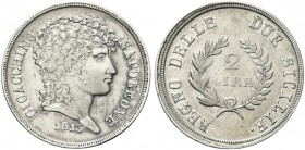 NAPOLI. Gioacchino Napoleone Murat, 1808-1815. 2 Lire 1813. Ag Dr. Testa nuda a d.; sotto, la data. Rv. Valore tra ramo di lauro e ulivo. Pag. 60; Gig...