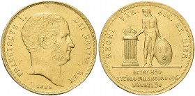 NAPOLI. Francesco I di Borbone, 1825-1830. 30 Ducati 1825. Au gr. 37,67 Dr. Testa nuda a d. Rv. Genio borbonico alato stante verso s., poggia la mano ...