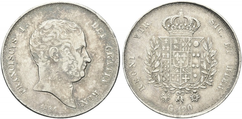 NAPOLI. Francesco I di Borbone, 1825-1830. Piastra da 120 Grana 1826. Ag gr. 27,...