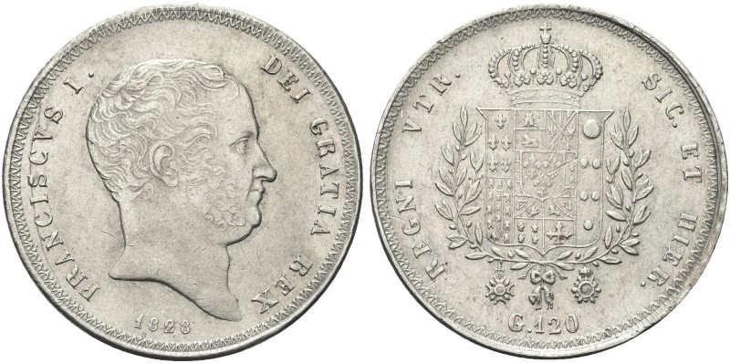NAPOLI. Francesco I di Borbone, 1825-1830. Piastra da 120 Grana 1828. Ag gr. 27,...
