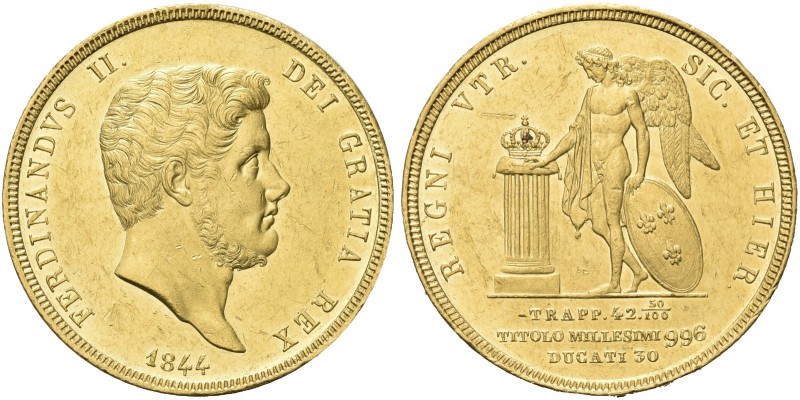 NAPOLI. Ferdinando II di Borbone, 1830-1859. 30 Ducati 1844 - III Tipo. Au Simil...