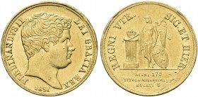 NAPOLI. Ferdinando II di Borbone, 1830-1859. 6 Ducati 1831 (testa grande). Au Dr. Testa nuda e imberbe a d. Rv. Genio borbonico alato stante verso s.,...