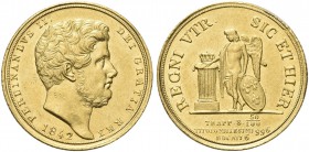 NAPOLI. Ferdinando II di Borbone, 1830-1859. 6 Ducati 1842 (al rovescio dopo Trapp, il n. 8 è più piccolo). Au Simile al precedente. Pannuti Riccio 30...