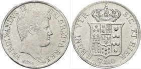 NAPOLI. Ferdinando II di Borbone, 1830-1859. Piastra da 120 Grana 1835. Ag Dr. Testa giovanile a d.; sotto, la data. Rv. Stemma coronato. Pannuti Ricc...
