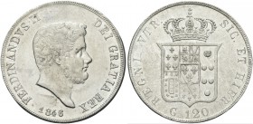 NAPOLI. Ferdinando II di Borbone, 1830-1859. Piastra da 120 Grana 1846. Ag Dr. Testa barbuta a d.; sotto, la data. Rv. Stemma coronato. Pannuti Riccio...