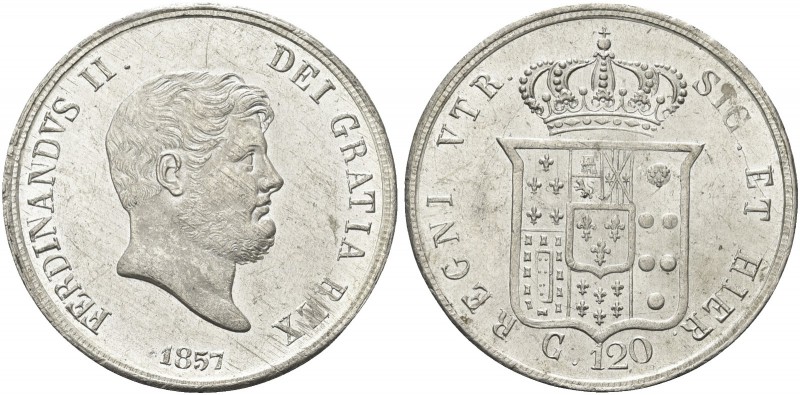 NAPOLI. Ferdinando II di Borbone, 1830-1859. Piastra da 120 Grana 1857. Ag Simil...