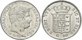 NAPOLI. Ferdinando II di Borbone, 1830-1859. Tarì da 20 Grana 1833. Ag Dr. Testa giovanile a d.; sotto, la data. Rv. Stemma coronato. Pannuti Riccio 1...