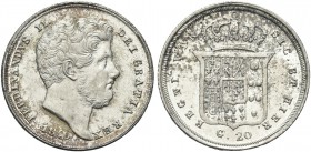 NAPOLI. Ferdinando II di Borbone, 1830-1859. Tarì da 20 Grana 1840. Ag Dr. Testa barbuta a d.; sotto, la data. Rv. Stemma coronato. Pannuti Riccio 123...