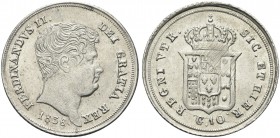 NAPOLI. Ferdinando II di Borbone, 1830-1859. Carlino da 10 Grana 1836. Ag Dr. Testa giovanile a d.; sotto, la data. Rv. Stemma coronato. Pannuti Ricci...
