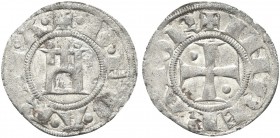 PARMA. Repubblica. Autonome, 1248-1322. Denaro imperiale. Mi gr. 0,70 Dr. DE PARMA. Castello a tre torri. Rv. IMPERATOR. Croce patente. CNI 7/12; MIR ...