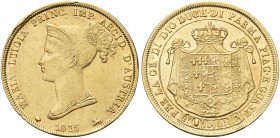PARMA. Maria Luigia d'Austria, 1814-1847. 40 Lire 1815. Au Dr. Busto diademato a s. Rv. Stemma coronato su padiglione entro cerchio. Pag. 1; Gig. 1; F...