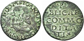 PESARO. Giovanni Sforza Signore, 1489-1500 e 1503-1510. Soldo. Æ gr. 1,53 Dr. IOANNES SFORTIA PISAVRI DOM. Busto corazzato a d., con lunga capigliatur...