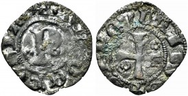 PERUGIA. Repubblica, 1260-1506. Denaro picciolo. Mi gr. 0,45 Dr. DE PERVSIA. Grande P accostata da due rosette in corona rigata. Rv. S ERCVLANVS. Croc...