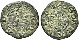RECANATI. Repubblica, Emissioni Autonome, Sec. XV. Quattrino. Æ gr. 0,65 Dr. (Scudetto crociato) RECAN. Le lettere E T I disposte a triangolo intorno ...