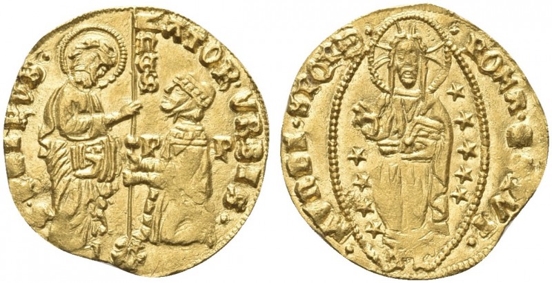 ROMA. Senato Romano, emissioni anonime XIII-XIV sec. Ducato. Au gr. 3,53 Dr. S P...