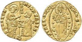 ROMA. Senato Romano, emissioni anonime XIII-XIV sec. Ducato. Au gr. 3,53 Dr. S PETRVS - SEN - ATOR - VRBIS. San Pietro, stante verso s., porge il vess...