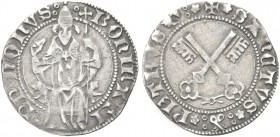 ROMA. Bonifacio IX (Pietro Tomacelli), 1389-1404. Testone. Ag gr. 2,50 Dr. BONIFATI - PP NONVS. Il Pontefice seduto in trono di fronte. Rv. SANCTVS PE...