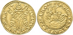 ROMA. Giulio II (Giuliano della Rovere), 1503-1513. Fiorino di camera. Au gr. 3,34 Dr. IVLIVS II PONT MAX. Stemma sormontato da triregno e chiavi decu...