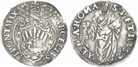 ROMA. Marcello II (Marcello Cervini), Aprile-Maggio 1555. Giulio. Ag gr. 3,15 Dr. MARCELLVS - II PONT MAX. Stemma sormontato da triregno e chiavi decu...