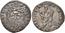 ROMA. Paolo V (Camillo Borghese), 1605-1621. Quattrino a. II. Æ gr. 4,04 Dr. PAVLVS V - PONT MAX. Stemma a targa sagomata in cornice a volute. Rv. S P...