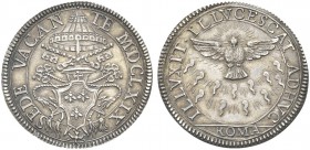 ROMA. Sede Vacante, Camerlengo Card. Antonio Barberini, 1669-1670. Giulio 1669. Ag gr. 3,19 Dr. SEDE VACAN - TE MDCLXIX. Stemma sormontato da chiavi d...