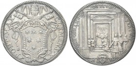 ROMA. Clemente X (Emilio Altieri), 1670-1676. Testone giubilare. Ag gr. 9,60 Dr. CLEMENS X - PONT MAX. Stemma pentagonale sormontato da triregno e chi...