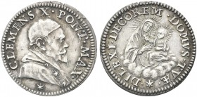 ROMA. Clemente X (Emilio Altieri), 1670-1676. Grosso. Ag gr. 1,50 Dr. CLEMENS X PONT MAX. Busto a d. con camauro, mozzetta e stola; sotto, stella. Rv....