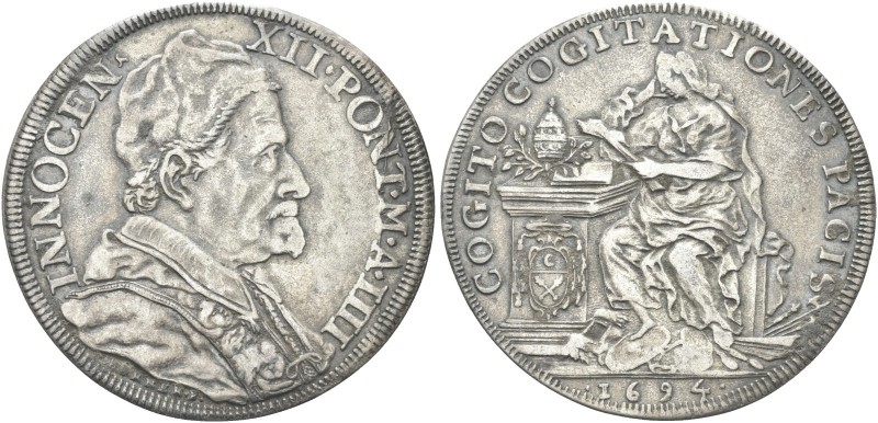 ROMA. Innocenzo XII (Antonio Pignatelli), 1691-1700. Piastra 1694 a. IIII. Ag gr...