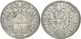 ROMA. Clemente XI (Gian Francesco Albani), 1700-1721. Piastra 1704 a. IV. Ag gr. 32,06 Dr. CLEMENS XI - PONT M AN IV. Stemma sormontato da triregno e ...