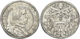 ROMA. Clemente XI (Gian Francesco Albani), 1700-1721. Piastra a. XV. Ag gr. 31,58 Dr. CLEMENS - XI P M A XV. Busto a d., con camauro, mozzetta e stola...