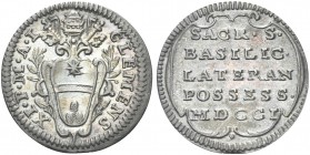 ROMA. Clemente XI (Gian Francesco Albani), 1700-1721. Grosso del possesso 1701 a. I. Ag gr. 1,44 Dr. CLEMENS - XI P M A I. Stemma sormontato da trireg...